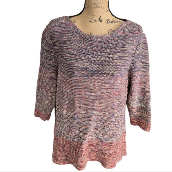 Chico's Variegated Color Block 3/4 Sleeve Sweater Size 3 XL - Picture 1 of 8